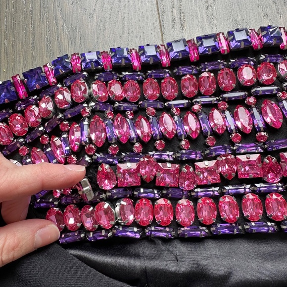 Retrofete Martini Black Strapless Mini Dress Rhinestone Crystal - Small - Picture 7 of 14